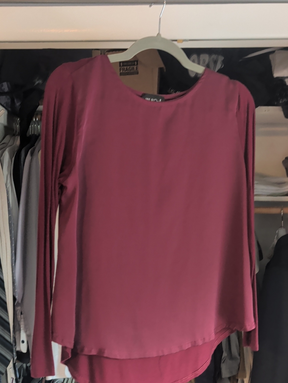 Women's Long-Sleeve round Neck Blouse - Mauve